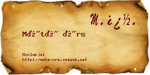 Máté Örs névjegykártya
